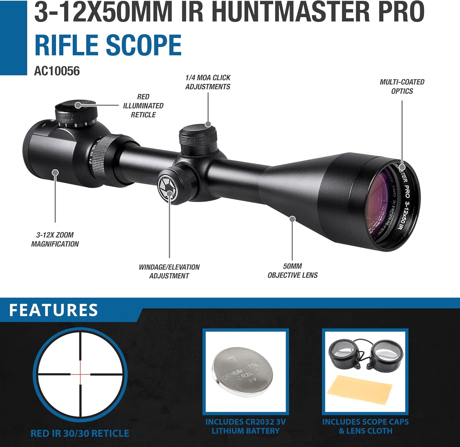 BARSKA Huntmaster 3-12x50mm Rifle Scope - Durable, Waterproof, Fogproof, Shockproof - Customer Photo 1