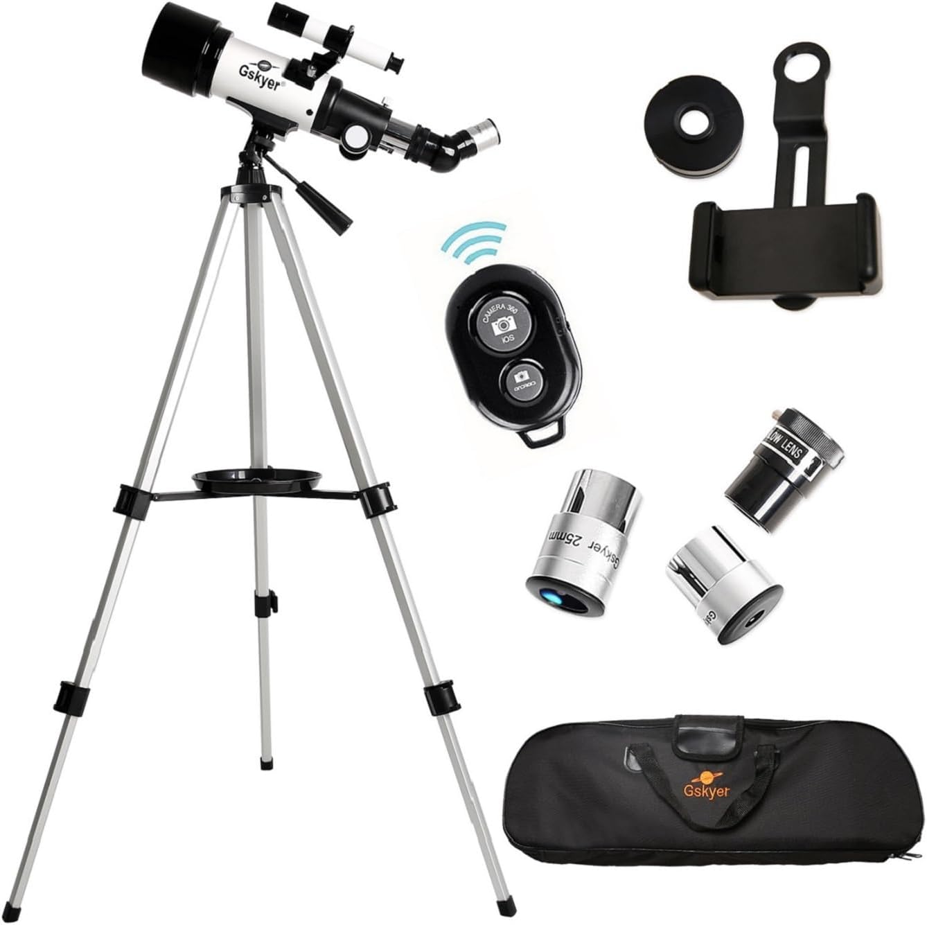 Gskyer Telescope, 70mm Aperture 400mm AZ Mount Astronomical Refracting Telescope for Kids Beginners - Travel Telescope with Carry Bag, Phone Adapter and Wireless Remote - Customer photo 1