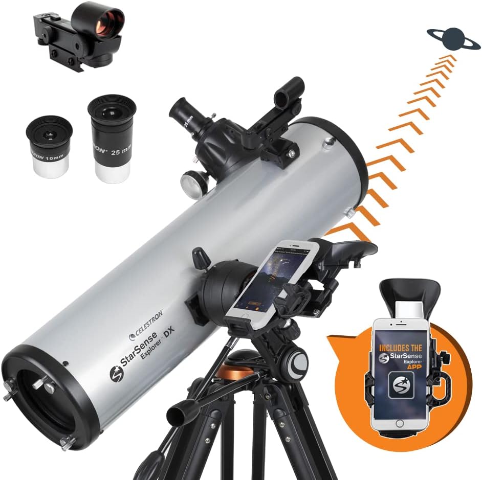 Celestron StarSense Explorer DX 130AZ App-Enabled Telescope – 130mm Newtonian Reflector with Smartphone Dock & StarSense App - RevellPhotography