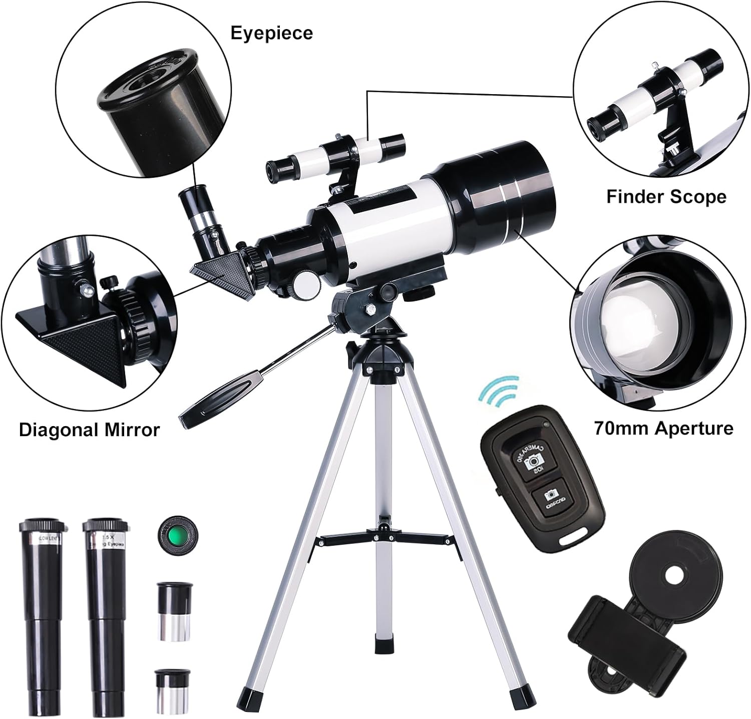 ToyerBee Telescope for Adults & Kids, 70mm Aperture 300mm Astronomical Refractor Telescope with Adjustable Tripod & Finder Scope- Portable Travel Telescope - Customer photo 1