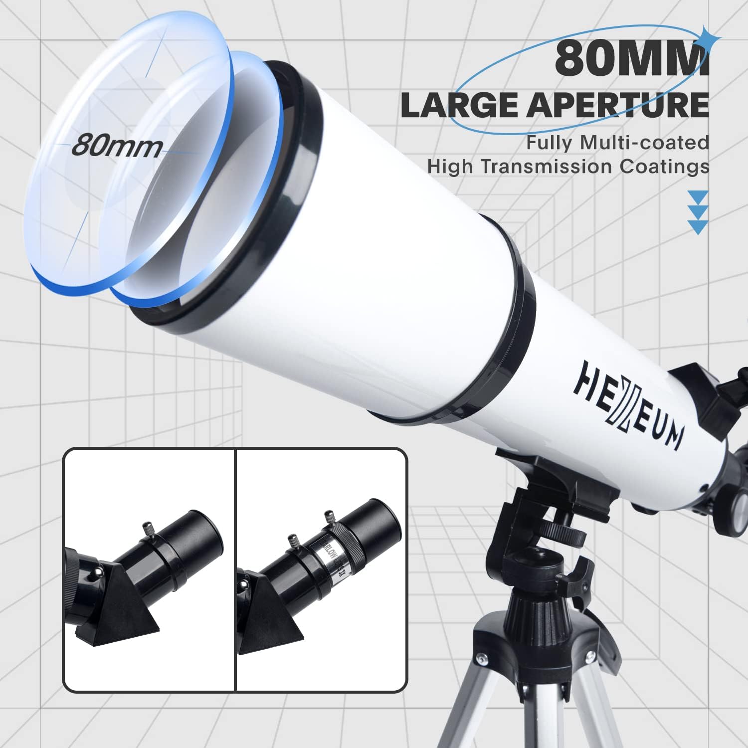 HEXEUM Telescope for Adults & Kids, 80mm Aperture 600mm Astronomical Refractor Telescope with EQ Mount, 2 Eyepieces, 2X Barlow Lens, Adjustable Tripod, Phone Adapter - Customer photo 1