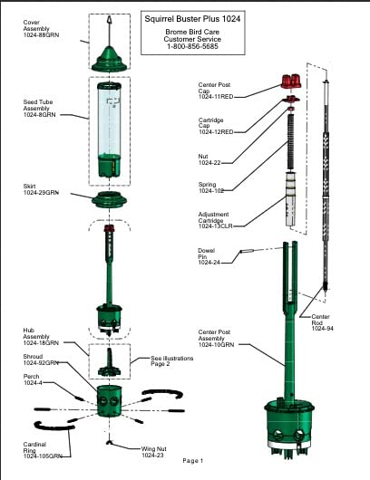 Squirrel Buster Plus Squirrel-proof Bird Feeder w/Cardinal Ring and 6 Feeding Ports, 5.1-pound Seed Capacity, Adjustable, Pole-mountable (POLE ADAPTOR SOLD SEPARATELY), Green - Customer Photo 1