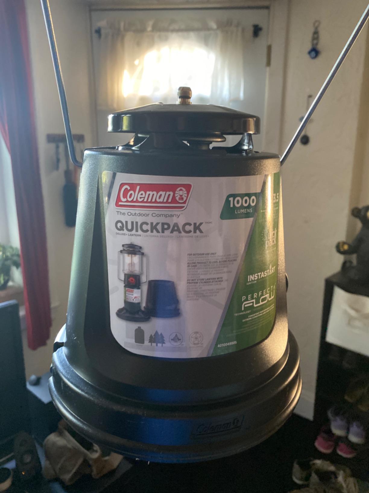 Coleman QuickPack Deluxe+ 1000 Lumens Gas Lantern with Carry Case, Propane Lantern with Automatic Lighting & Adjustable Brightness, Great for Camping, Power Outage, Outdoor Lighting, & More Customer Review Coleman QuickPack Deluxe+ 1000 Lumens Gas Lantern with Carry Case, Propane Lantern with Automatic Lighting & Adjustable Brightness, Great for Camping, Power Outage, Outdoor Lighting, & More - Customer Photo 1
