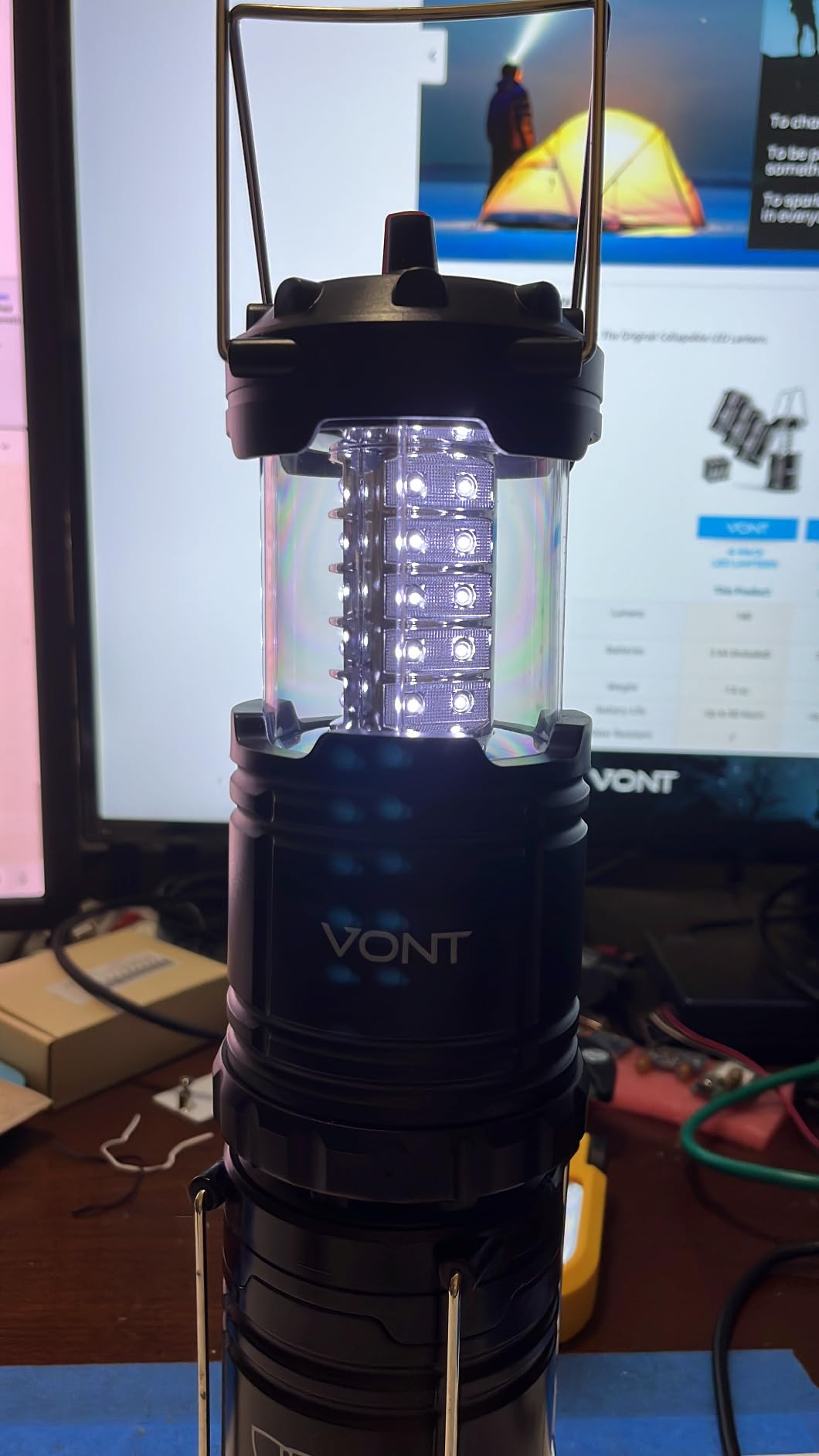 Vont 4 Pack LED Camping Lantern, LED Lanterns, Suitable Survival Kits for Hurricane, Emergency Light for Storm, Outages, Outdoor Portable Lanterns, Black, Collapsible, (Batteries Included) - Customer Photo 1