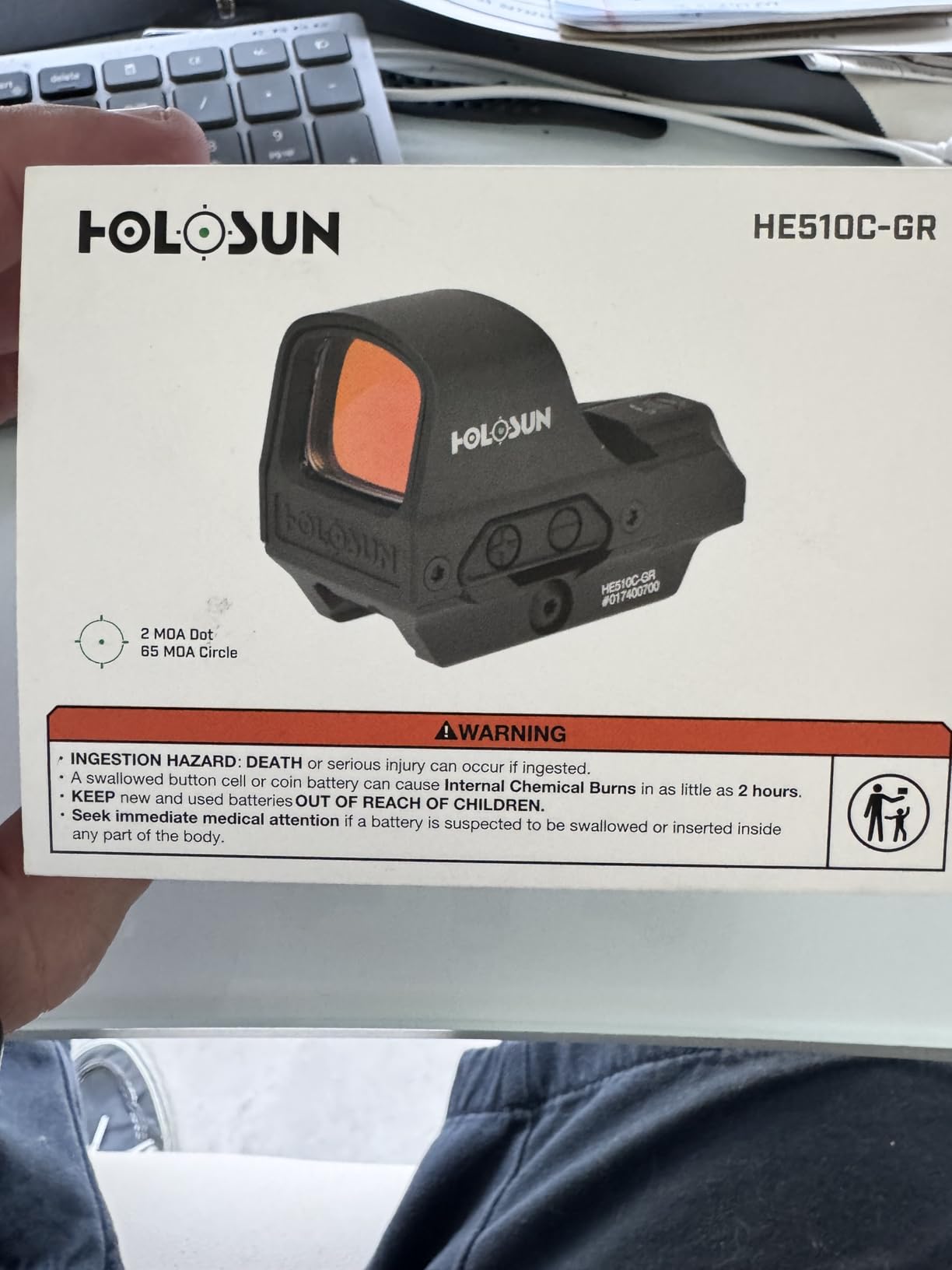 HOLOSUN HE510C-GR / HS510C Multi-Reticle 2 MOA Dot & 65 MOA Circle Open Reflex Sight for Long Guns - Solar FailSafe Shake-Awake Waterproof Sight with 12 Brightness Settings - Red/Green Dot Options - Customer Photo 1