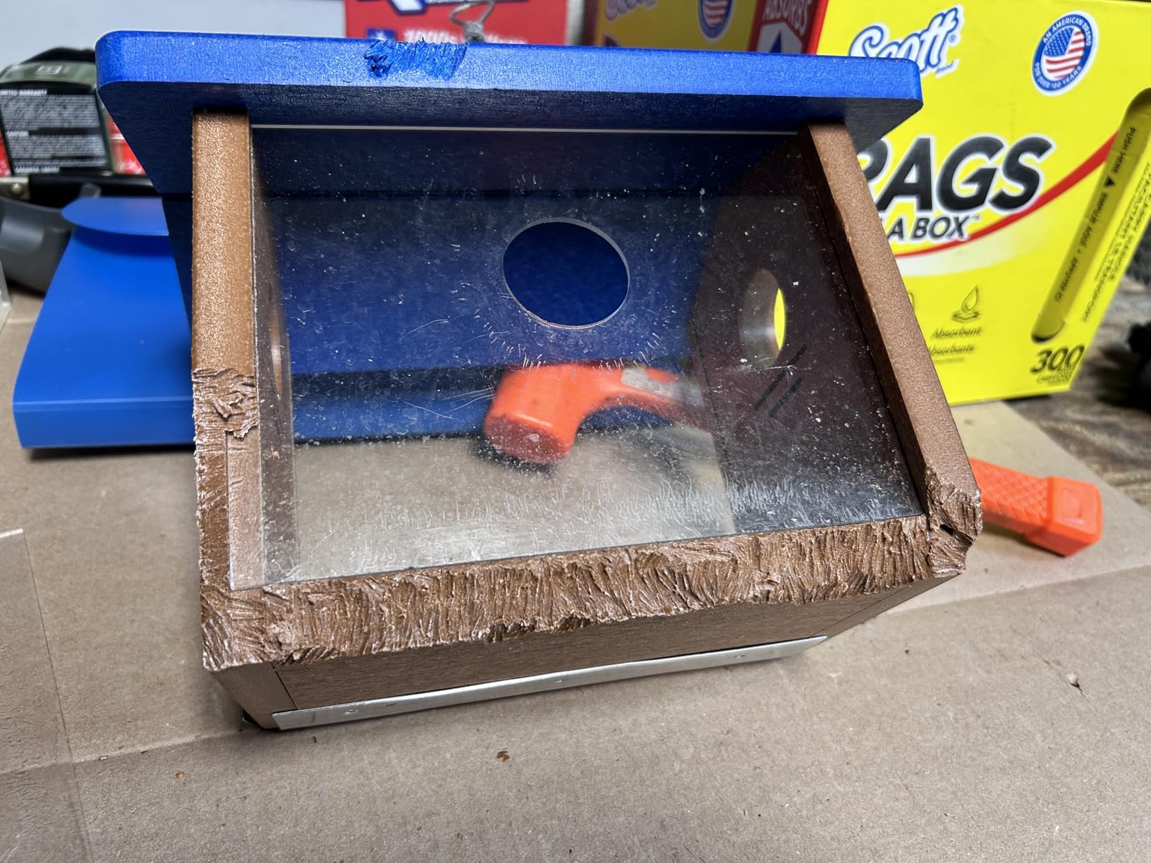 Kettle Moraine Recycled Bluebird Mealworm Feeder Hang or Mount (Blue, Blue) - Customer Photo 2