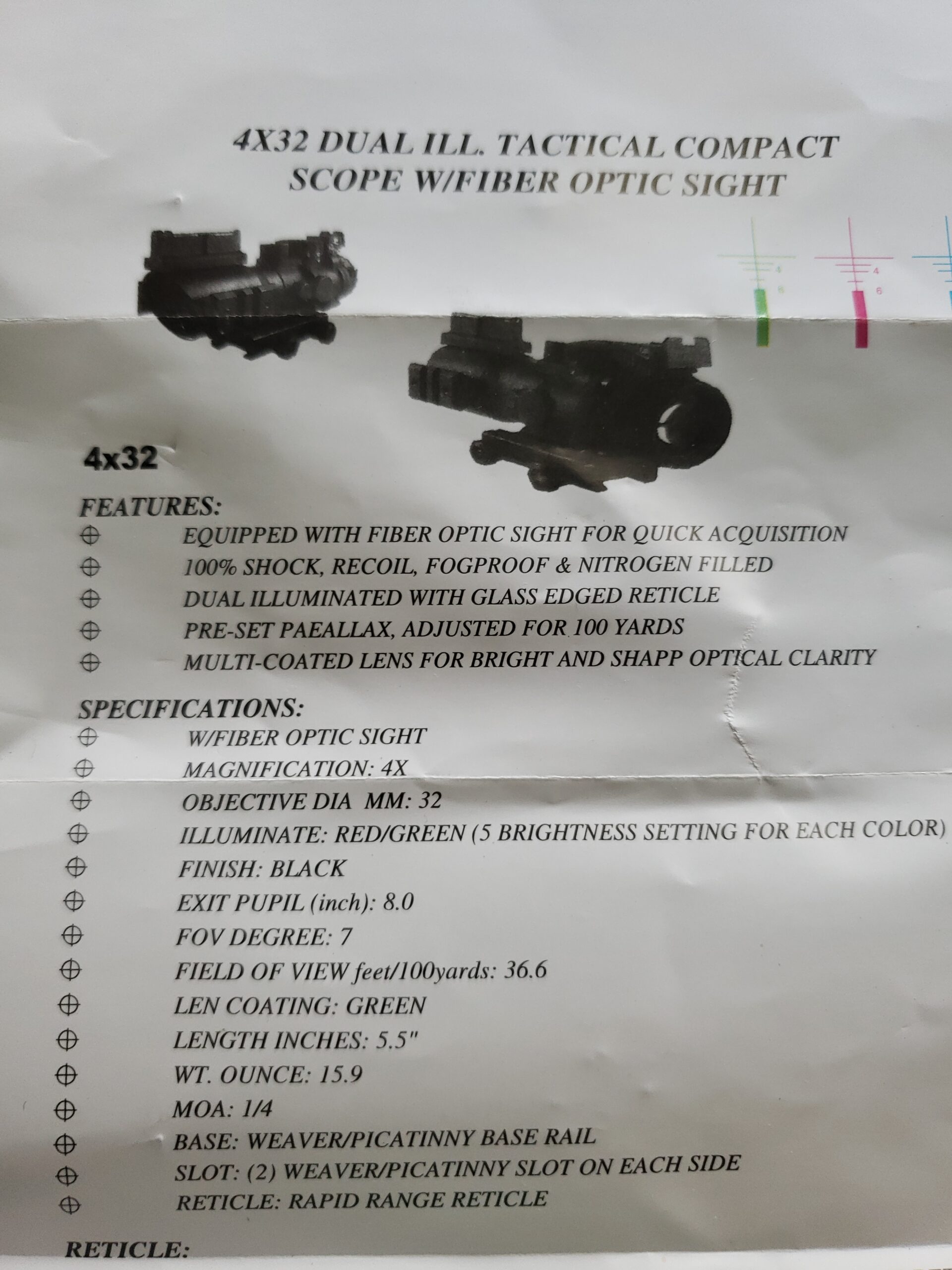 OZARK ARMAMENT 4x32 Rifle Scope, Acog Scope, 4X Rifle Scope, 4X Prism Scope, Picatinny Scope Mount Included with Each Prism Optic - Customer Photo 5