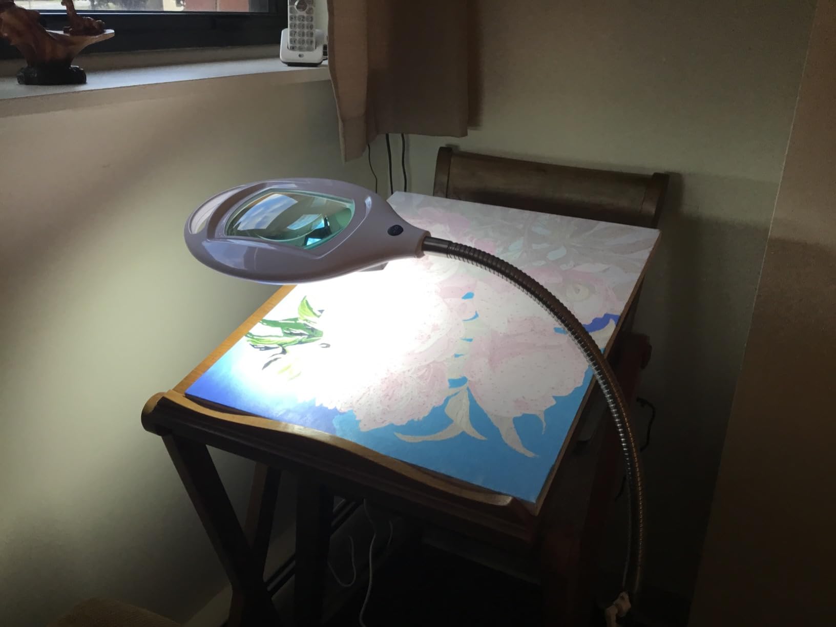 Brightech LightView Pro Magnifying Glass with Light and Stand, Magnifying Floor Lamp with Sturdy Weighted Base for Facials, Lash Estheticians, Bright LED Work Light for Sewing, Crafts - Customer Photo 2