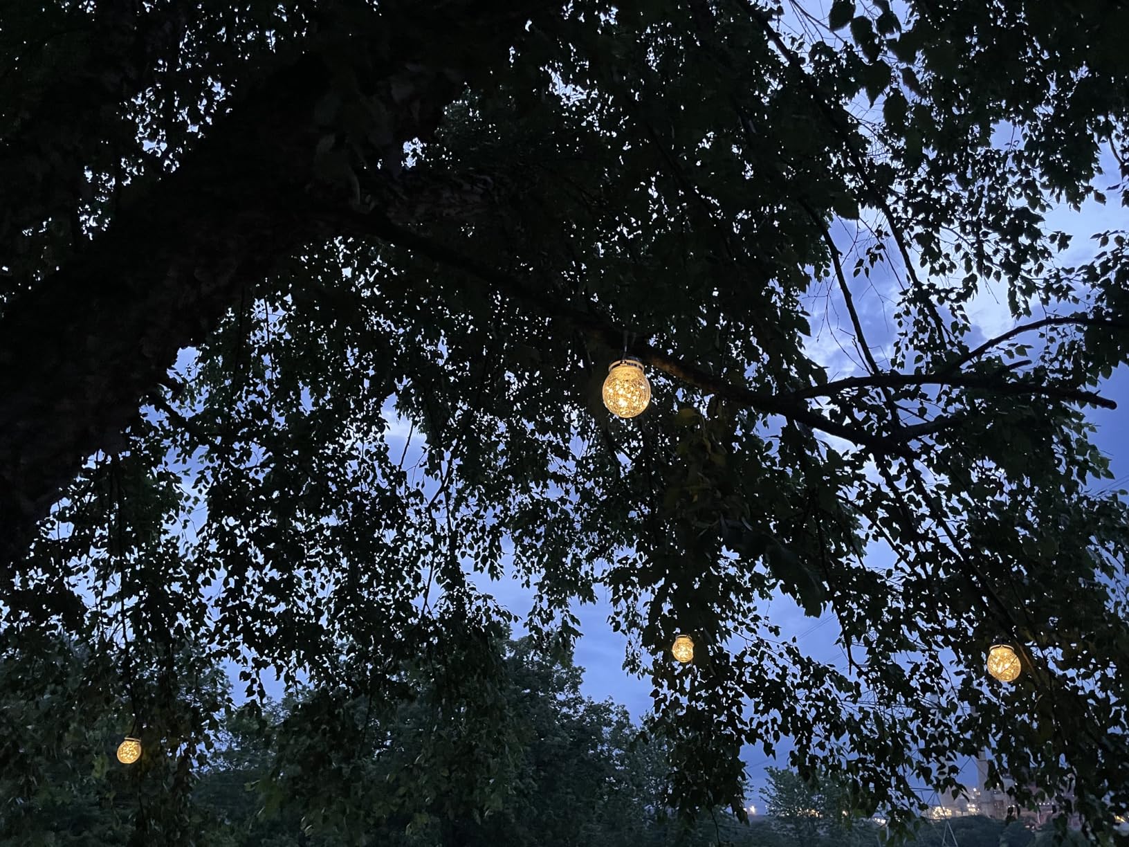 ROSHWEY Solar Lantern, 2 Pack Outdoor Lanterns with 30 LED Waterproof Garden Decor Patio Solar Lights Outdoor Decorative Backyard Outdoor Hanging, Warm Light - Customer Photo 2