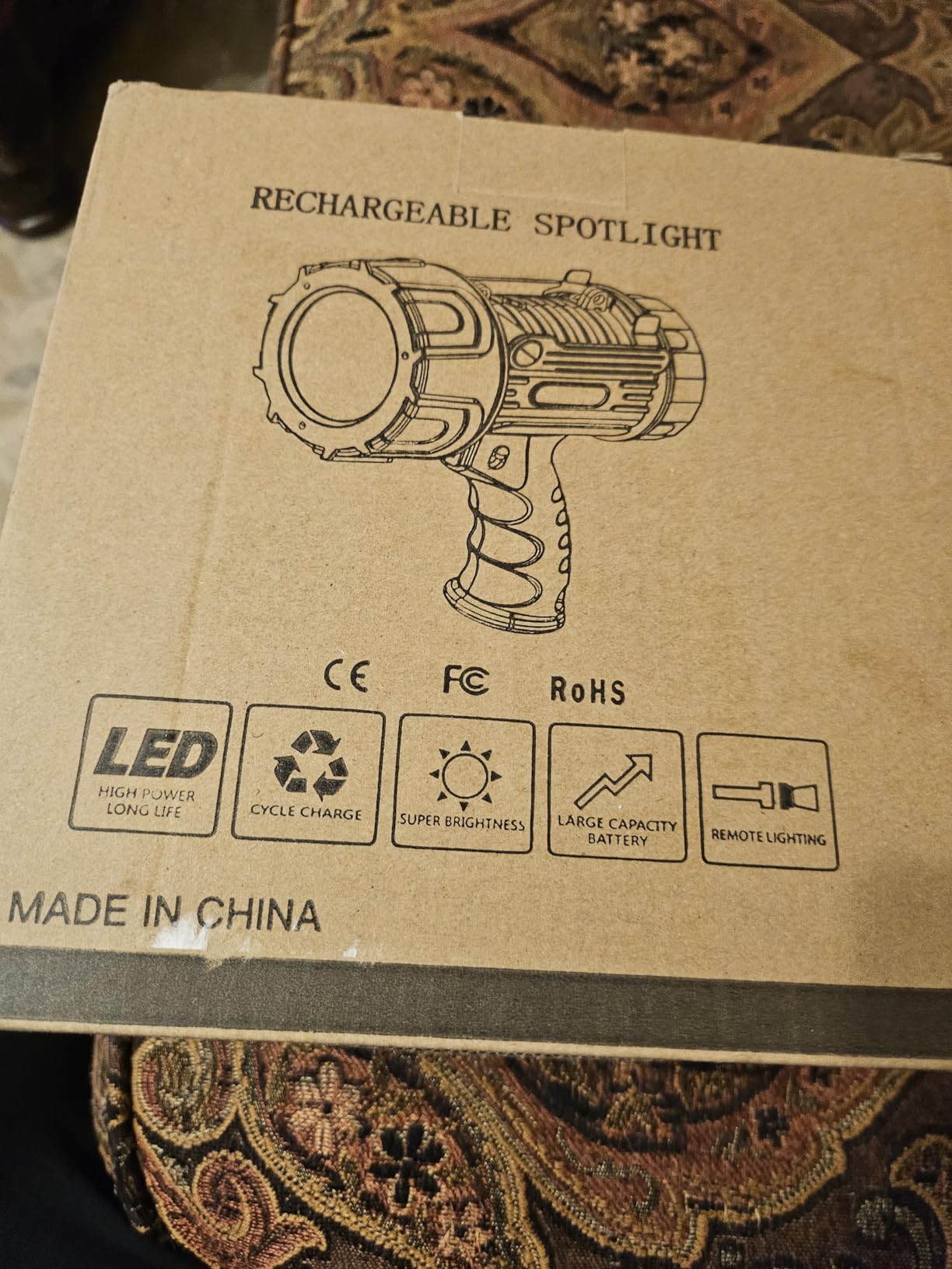 YIERBLUE Rechargeable Spotlight with Super High Lumen LED, IP67 Waterproof Handheld Flashlight Searchlight with Detachable Red Light Filter - Customer Photo 1