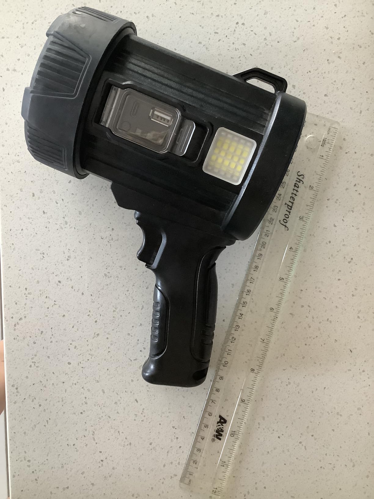 MIXILIN Rechargeable Spotlight, 90,000 Lumens Handheld Hunting Flashlight Led Spot Light with Cob Light and Solar Panels, Lightweight and Super Bright Spotlight for Hunting Boating Camping - Customer Photo 1