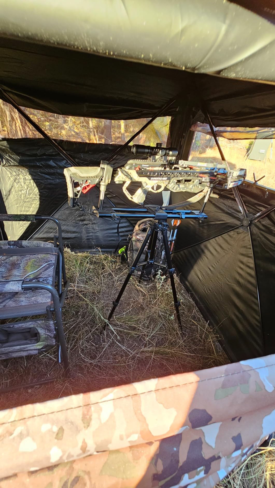 Hunting Rests, Shooting Tripod with Dual Frame, Flexible Orientation, Adjustable Height, Shooting Tripod Max Provide Maximum Shooting Stability for Outdoors, Ground Blinds and Hunting Customer Review Hunting Rests, Shooting Tripod with Dual Frame, Flexible Orientation, Adjustable Height, Shooting Tripod Max Provide Maximum Shooting Stability for Outdoors, Ground Blinds and Hunting - Customer Photo 1