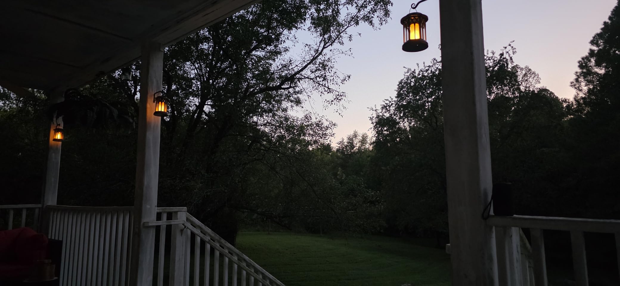 KOOPER 4 Pack Solar Lantern Outdoor Lights, Upgraded Flickering Flame Solar Lanterns Lights Outdoor Waterproof, Hanging Lantern Decorative, Solar Powered Lanterns for Yard Patio Path Tree Garden Decor - Customer Photo 2
