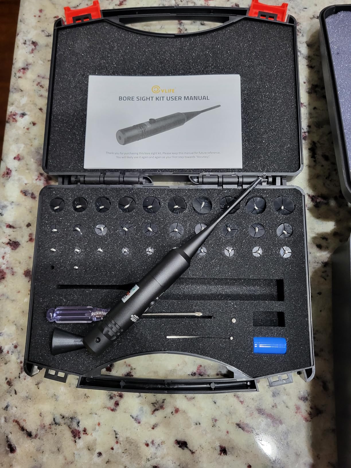 CVLIFE Professional Laser Bore Sight Kit with 32 Adapters fit 0.17 to 12GA Calibers, Red or Green Bright Bore Sighter Laser with Button Switch, Powerful Support for Hunting - Customer Photo 2