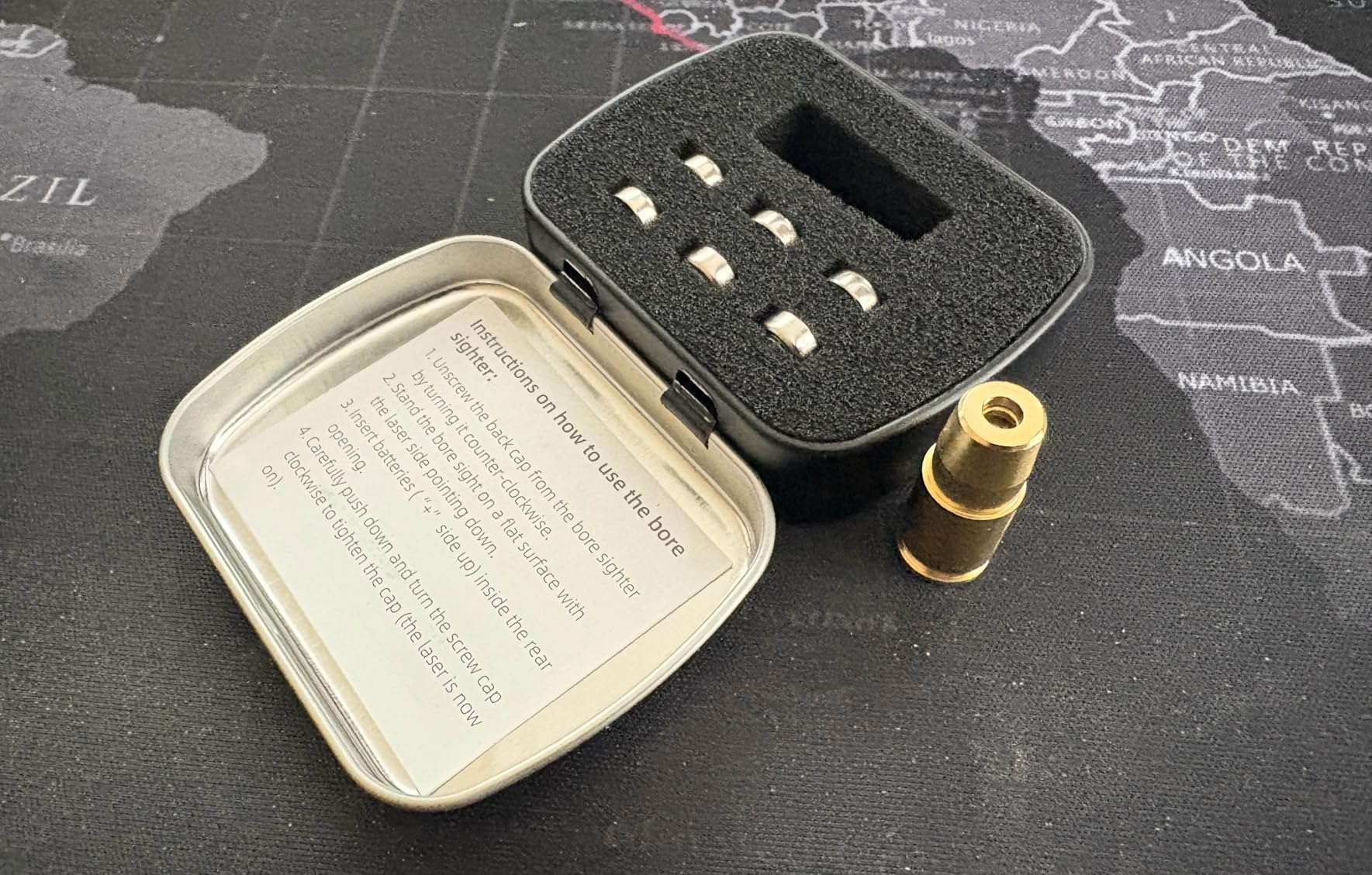 EZshoot Bore Sight Laser 9mm/223 5.56mm/243 308/12-Gauge Red Laser Boresighter with Portable Tin Case and Extra Batteries - Customer Photo 2