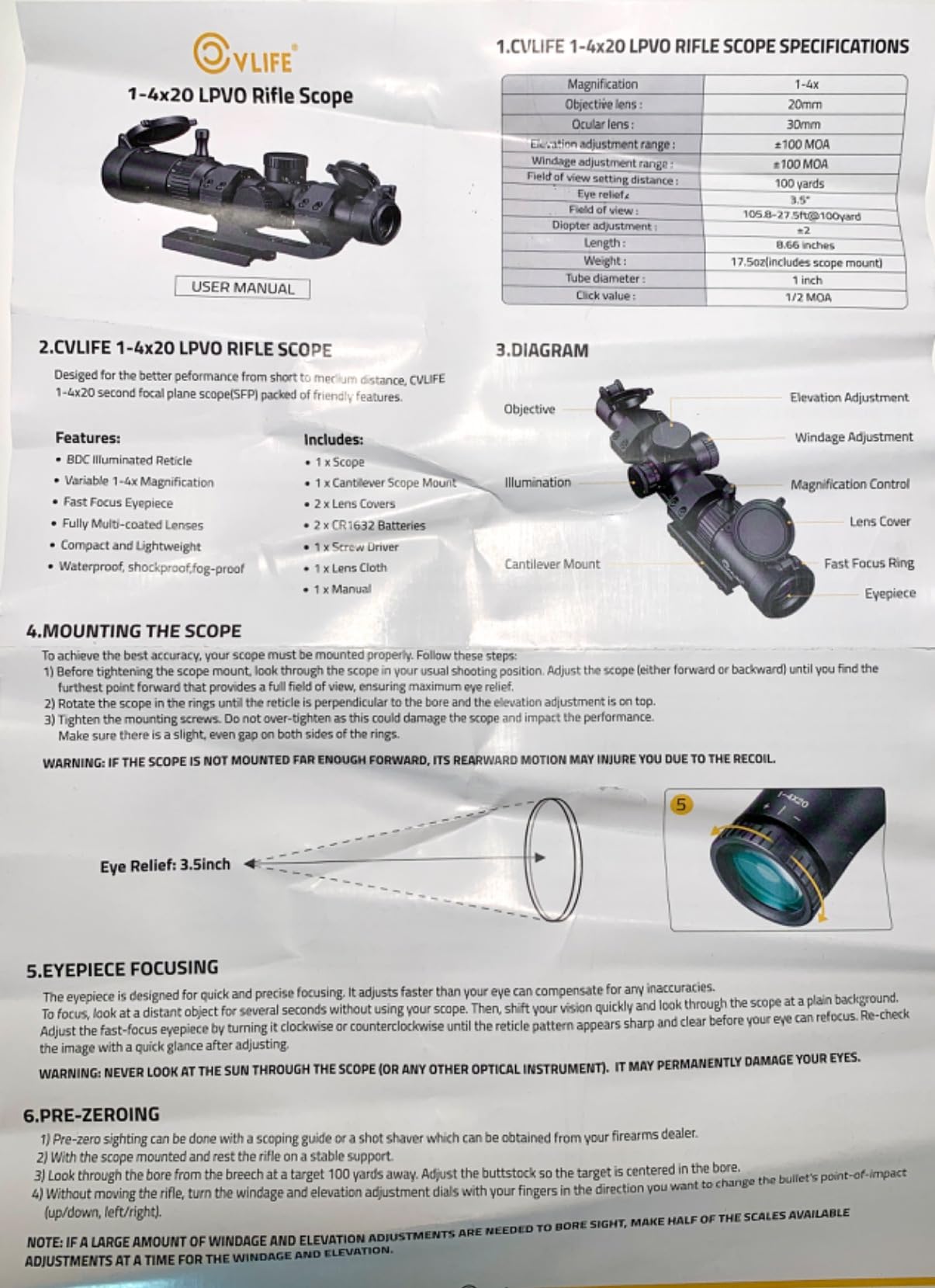 CVLIFE JackalHowl 1-4x20 LPVO Rifle Scope with Cantilever Mount customer photo 1