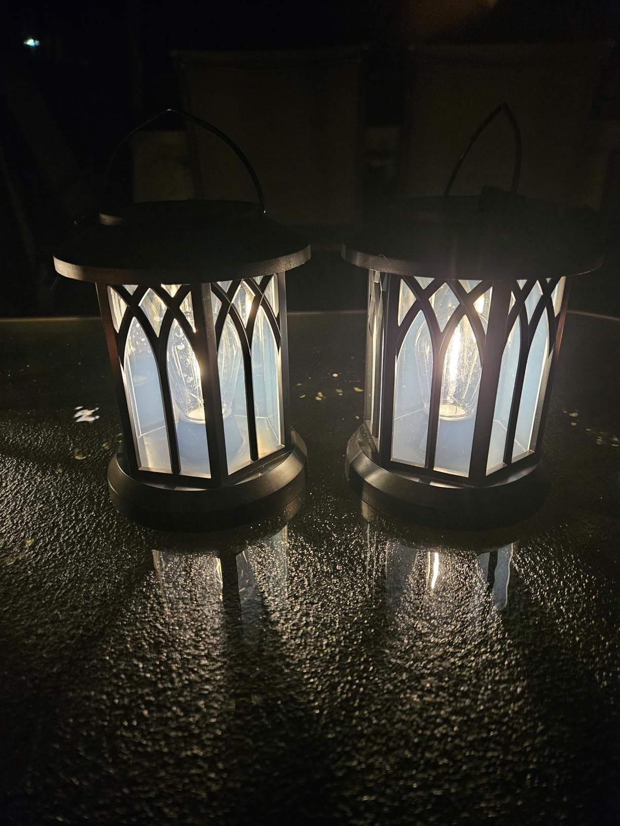 WdtPro Solar Lanterns Outdoor Waterproof, Upgraded Bright Hanging Solar Lights for Outside,Solar Powered Lanterns Lighting LED for Garden Patio Yard Decorative 2 Pack (Warm Light) - Customer Photo 1