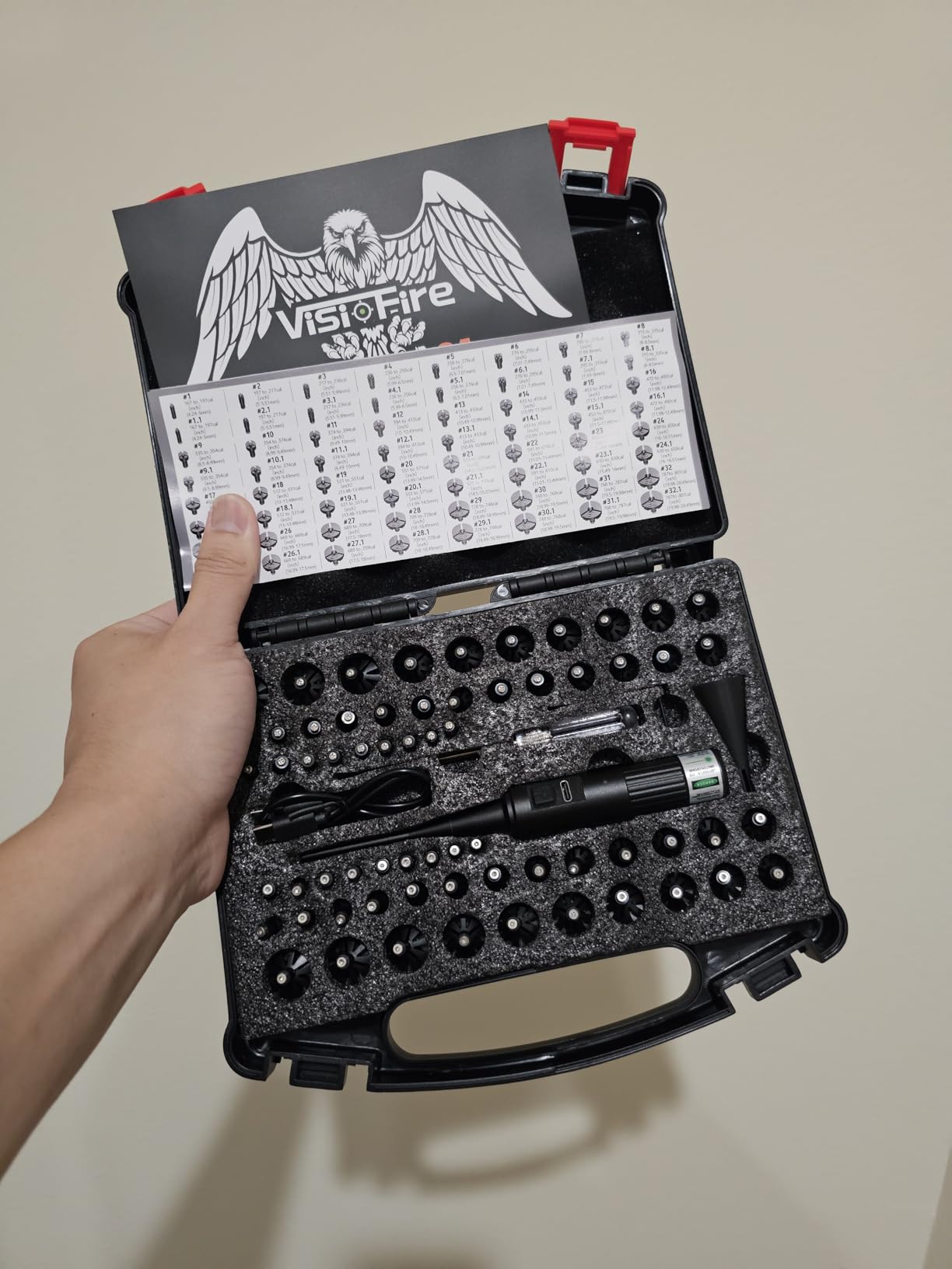 USB Rechargeable Laser Bore Sight Kit : Green Laser Bore Sighter with 64 Upgraded Adapters fit 0.17 to 12 GA Calibers| Multi-Caliber Laser Bore Sighting Kit for All Gun| Powerful Boresighter - Customer Photo 1