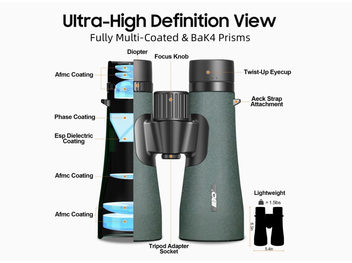 12x50 UHD Binoculars for Adults High Powered with Upgraded Phone Adapter - Large View, Lightweight, IPX7 Waterproof - Binoculars for Hunting Bird Watching Travel Cruise - Customer Photo 1