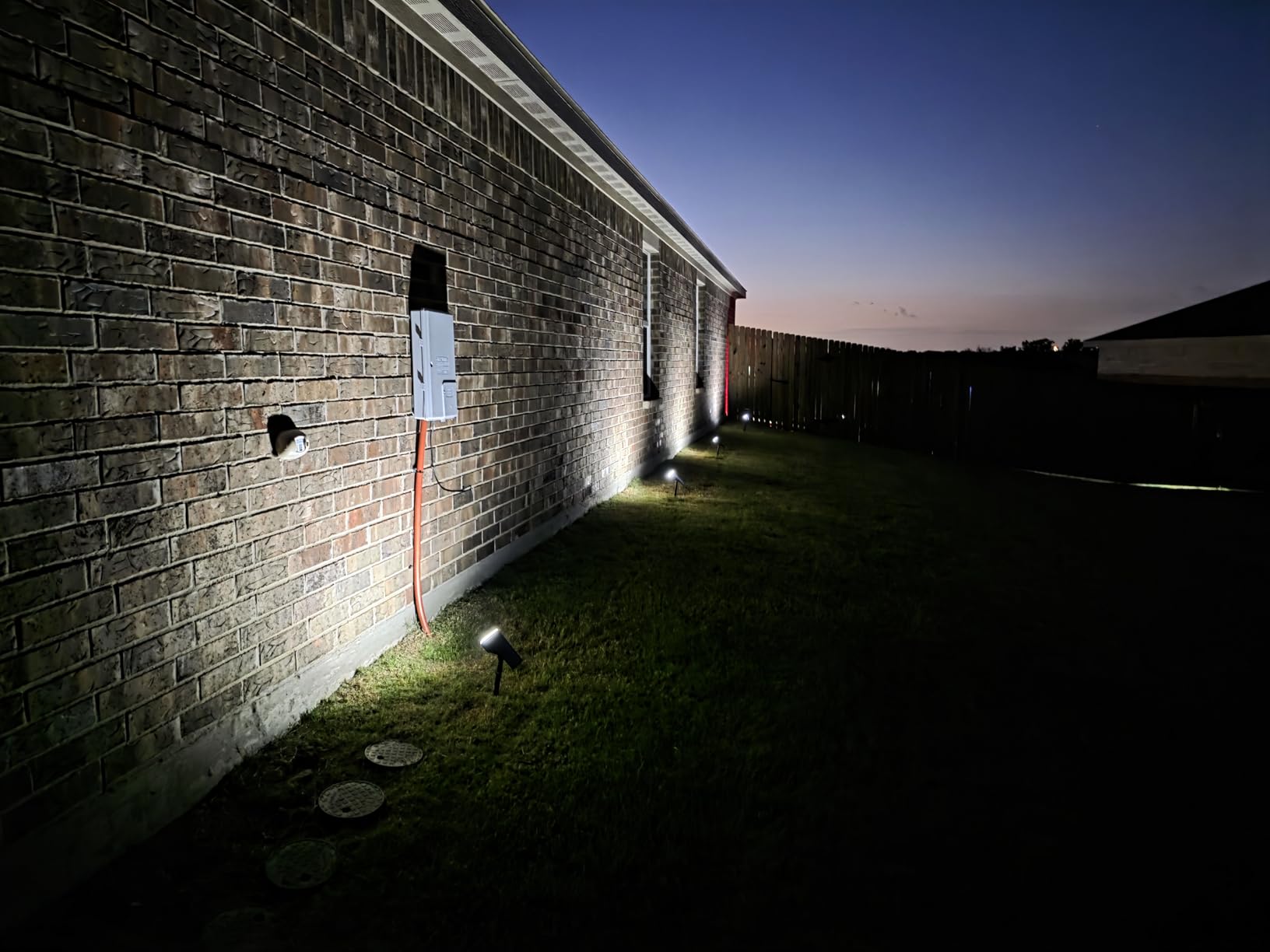 Koicaxy Solar Lights Outdoor Waterproof 4 Pack IP65, 100 LEDs 4 Light Modes, Higher Charging Efficiency, Auto On/Off Solar Landscape Spotlights for Garden Decor Yard Pathway Patio - Warm White Customer Review Koicaxy Solar Lights Outdoor Waterproof 4 Pack IP65, 100 LEDs 4 Light Modes, Higher Charging Efficiency, Auto On/Off Solar Landscape Spotlights for Garden Decor Yard Pathway Patio - Warm White - Customer Photo 3