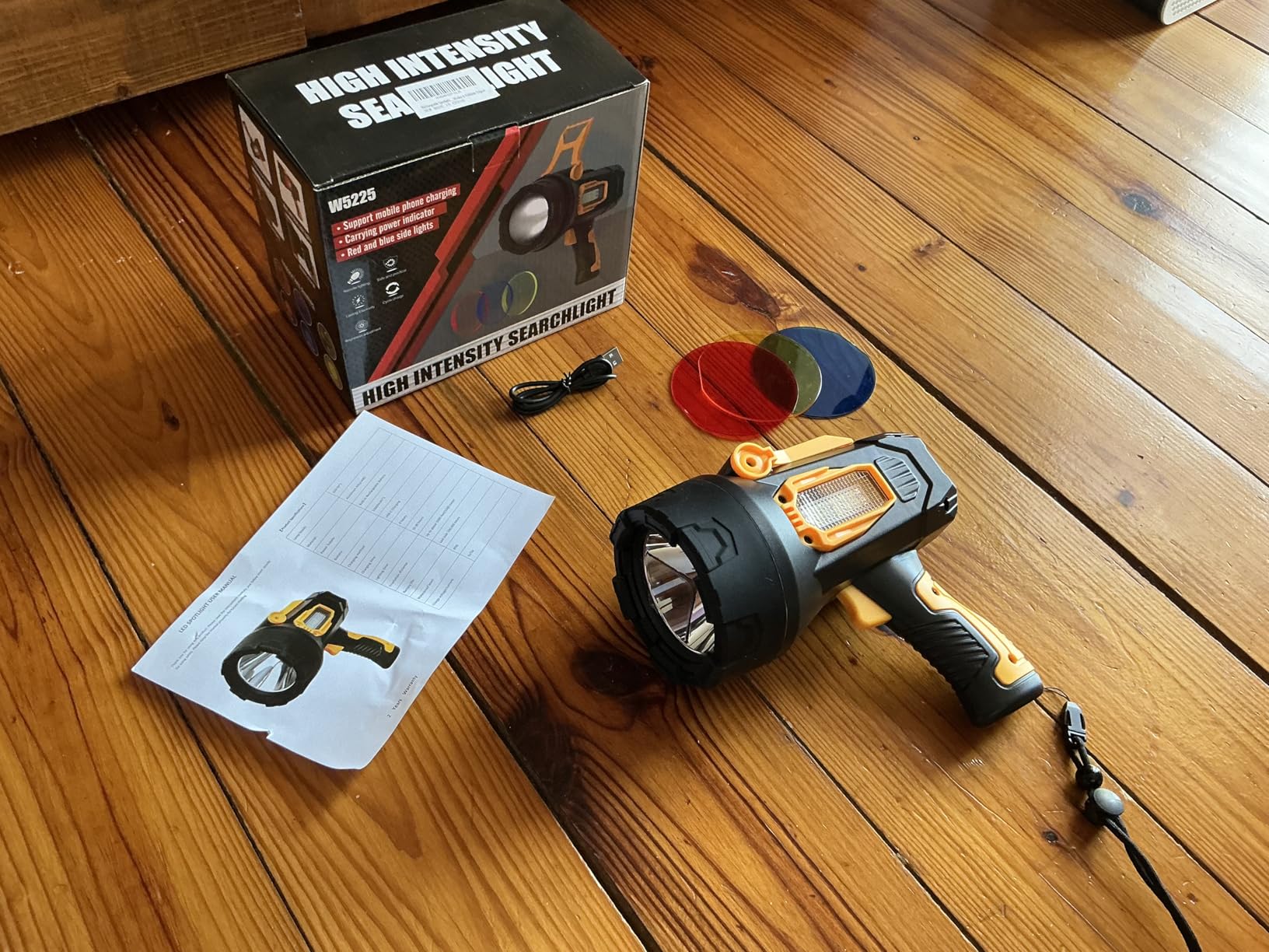 LBE Rechargeable Spotlight, Super Bright 90,000 Lumens Led Flashlight Handheld Spot Lights Outdoor with Cob Light, 10000ɱAh Long Lasting Large Spotlight for Hunting Boating Camping - Customer Photo 2