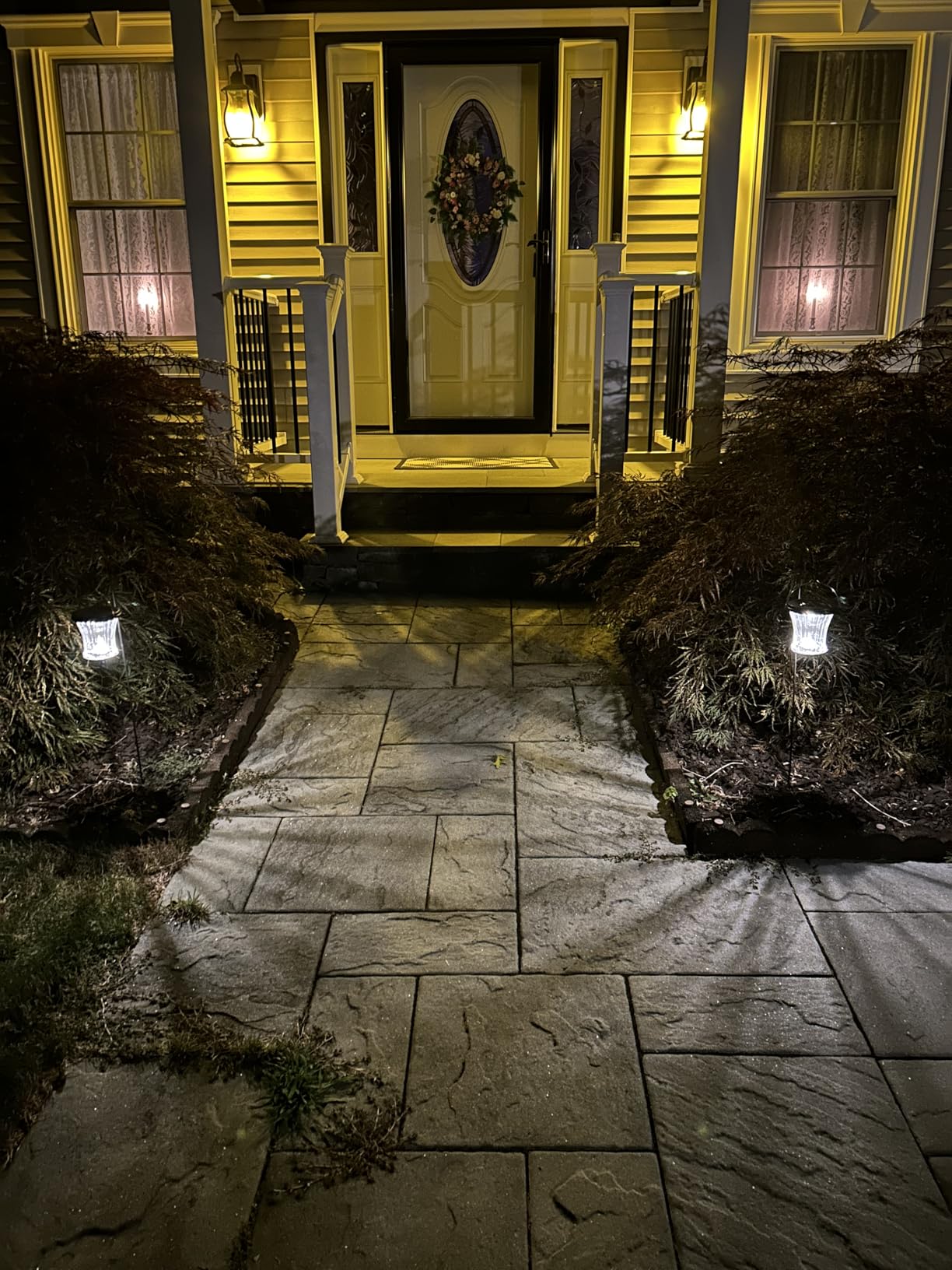 Glass Solar Lantern Outdoor, Waterproof Hanging Solar Lights for Outside with Modular Design, 3000K LED, Auto On/Off Table Lamp for Garden Patio Yard Fence Wall Decorative, Warm White(2 Pack) - Customer Photo 1