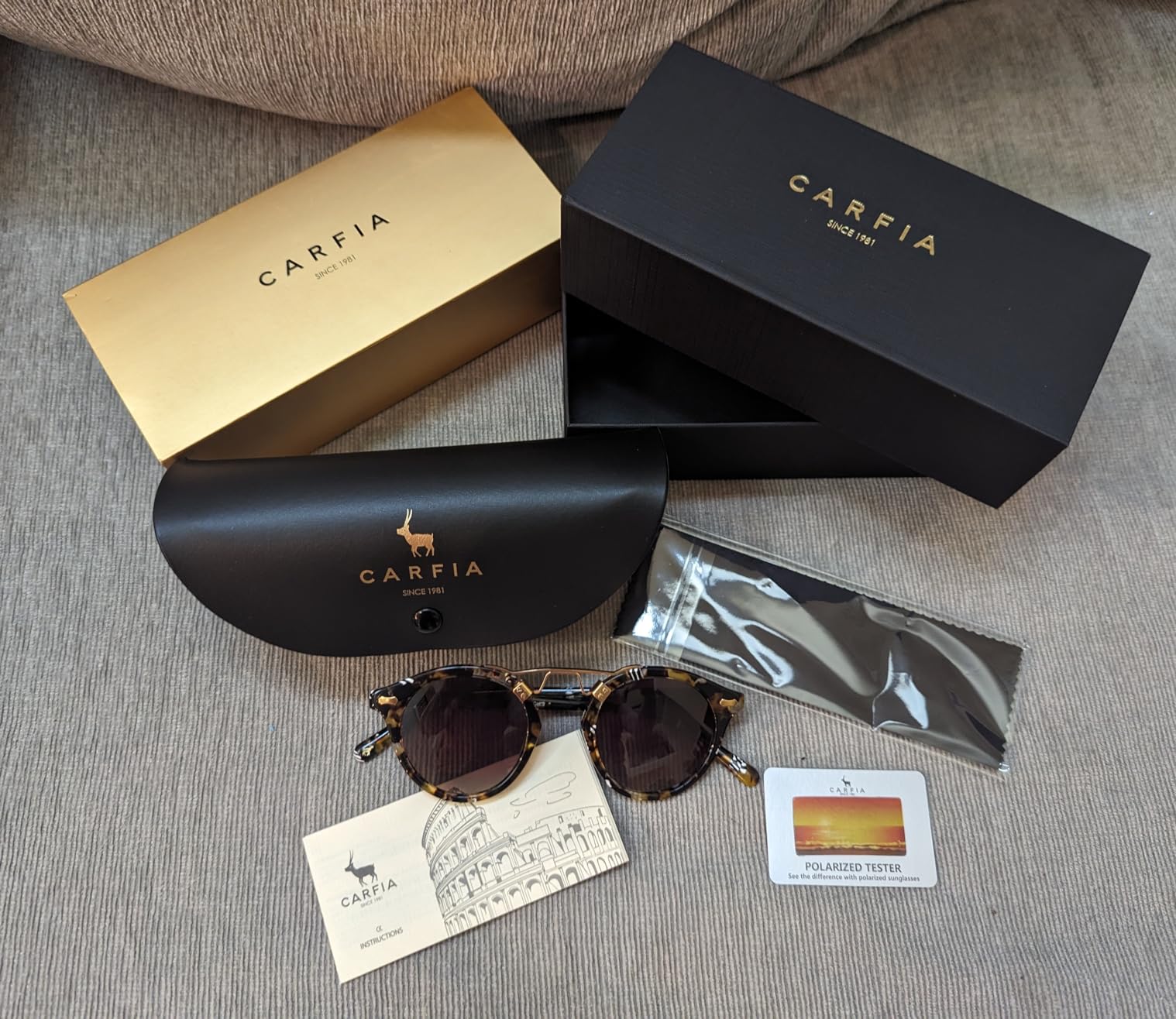 CARFIA Small Face Acetate Polarized Sunglasses for Women UV Protection, Retro Double Bridge Eyewears Metal Brow Round Sunnies Customer Review CARFIA Small Face Acetate Polarized Sunglasses for Women UV Protection, Retro Double Bridge Eyewears Metal Brow Round Sunnies - Customer Photo 2