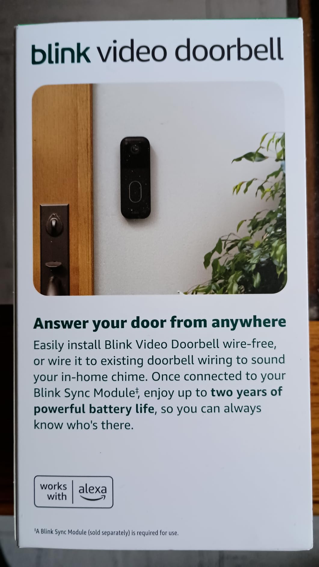 Blink Video Doorbell - Head-to-toe HD view, two-year battery life, and simple setup. Required Sync Module not included - Add-On (Black) customer photo 2