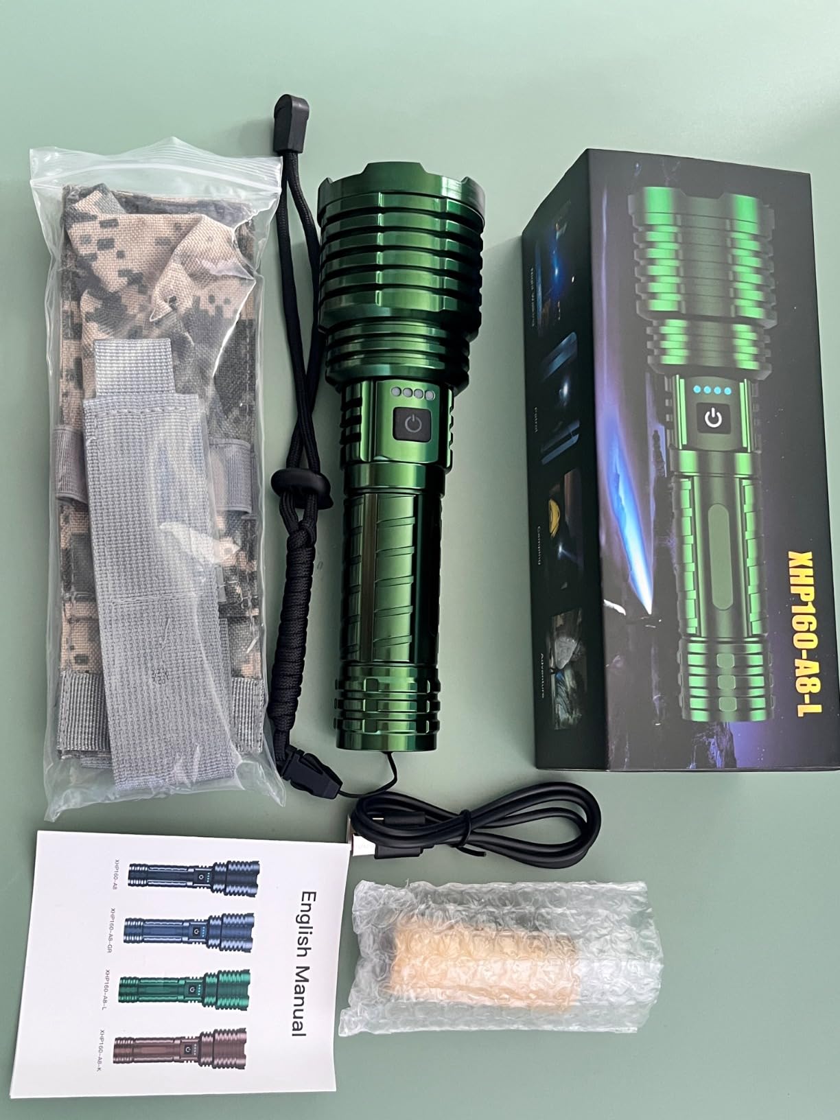 baibian Rechargeable Flashlights High Lumens, 100,000 Lumens Super Bright Flashlight, LED Handheld Waterproof Tactical Flashlights-Zoomable 5 Modes-31H Runtime-Holster for Emergency Camping customer photo 1
