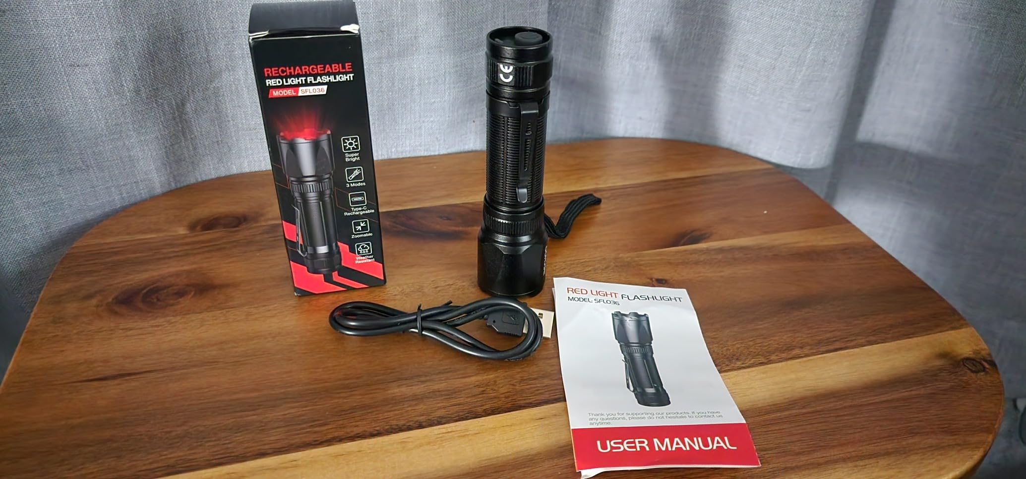 RECHOO Red Light Flashlight, High-Powered 3-Mode Red LED Rechargeable Flashlights with Clip & Lanyard, Zoomable Portable Red Flashlights for Hunting, Astronomy, Aviation & Night Observation customer photo 2