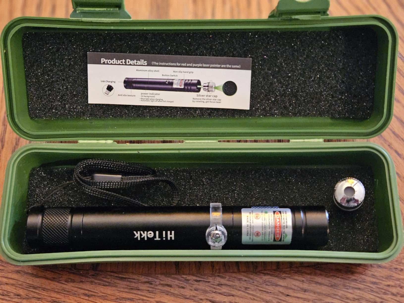 HITEKK High Power Green Laser Pointer | Tactical Long Range Green Laser Pointer | Single Press On/Off Tactical Lazer Pointer | Rechargeable Lazer Pointer and Carrying Case (X1) customer photo 1