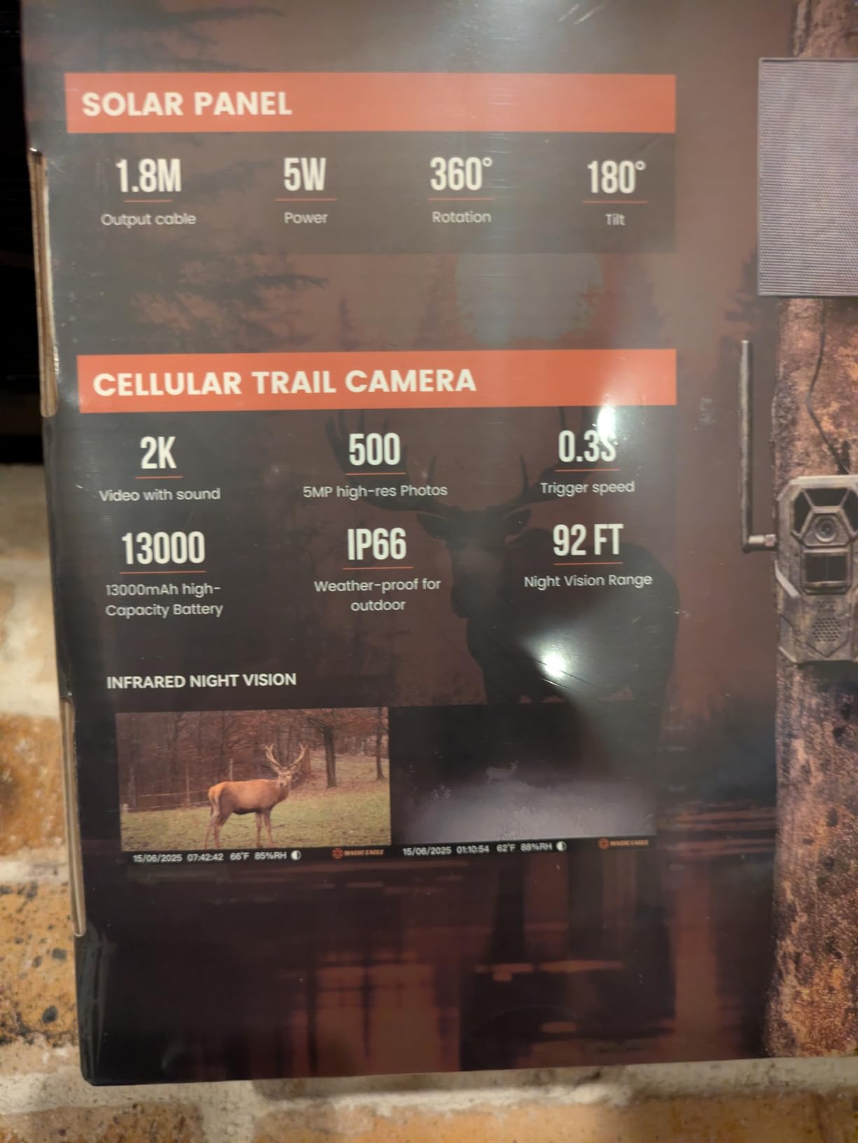 MagicEagle Cellular Trail Camera 4G Wild Game Cameras 13,000 mAh Battery Solar Panel 2K Audible Video No-Glow IR Night Vision IP66 Waterproof for Wildlife Deer Monitoring Home Security customer photo 1